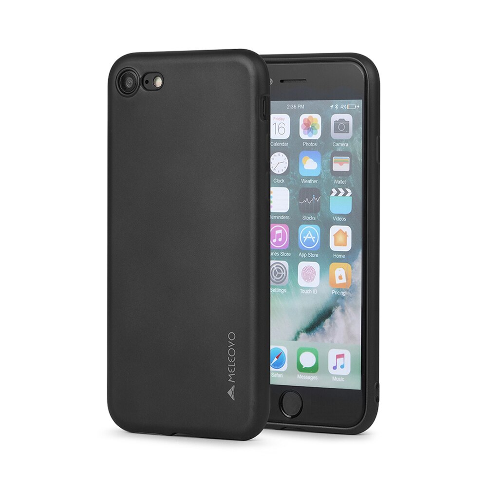 Husa Silicon Meleovo Soft Slim pentru iPhone 8 / 7, Negru