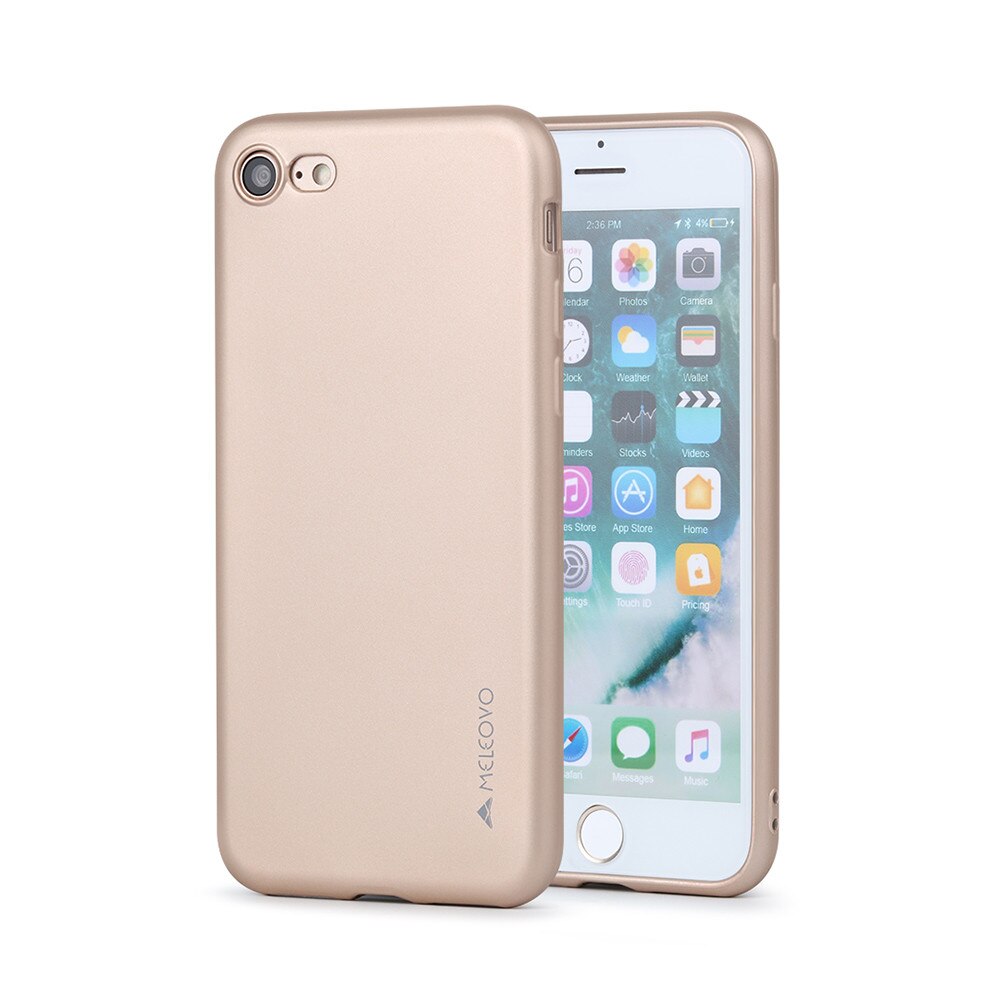 Husa Silicon Meleovo Soft Slim pentru iPhone 8 / 7, Auriu