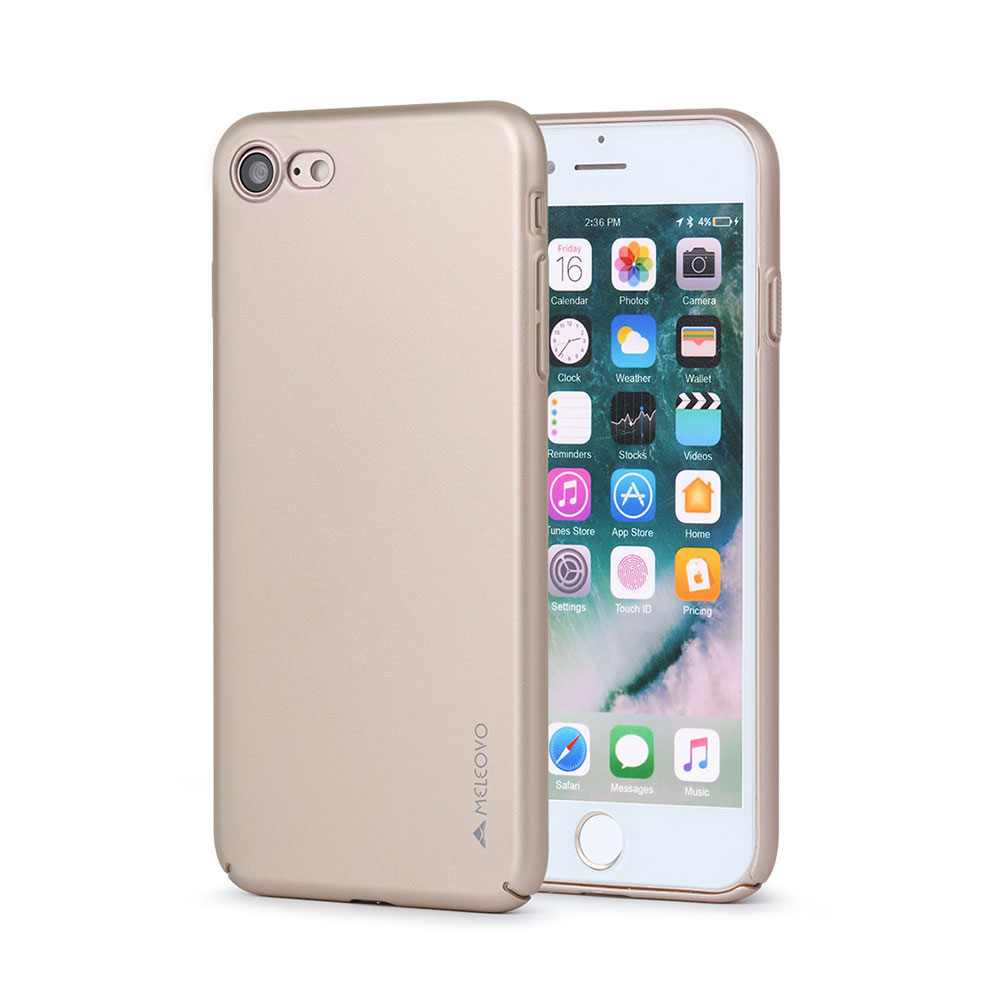 Carcasa Meleovo Metallic Slim 360 pentru iPhone 8 / 7, Auriu