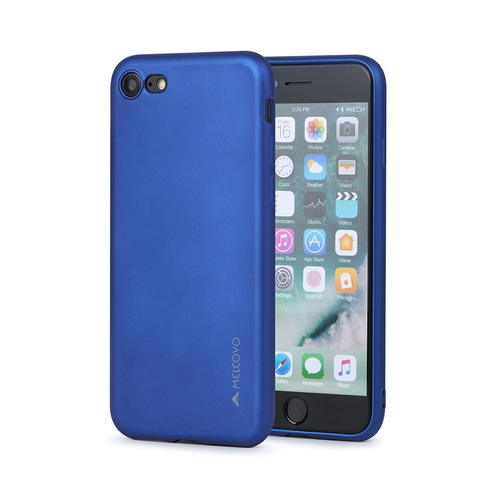 Husa Silicon Meleovo Soft Slim pentru iPhone 8 / 7, Albastru