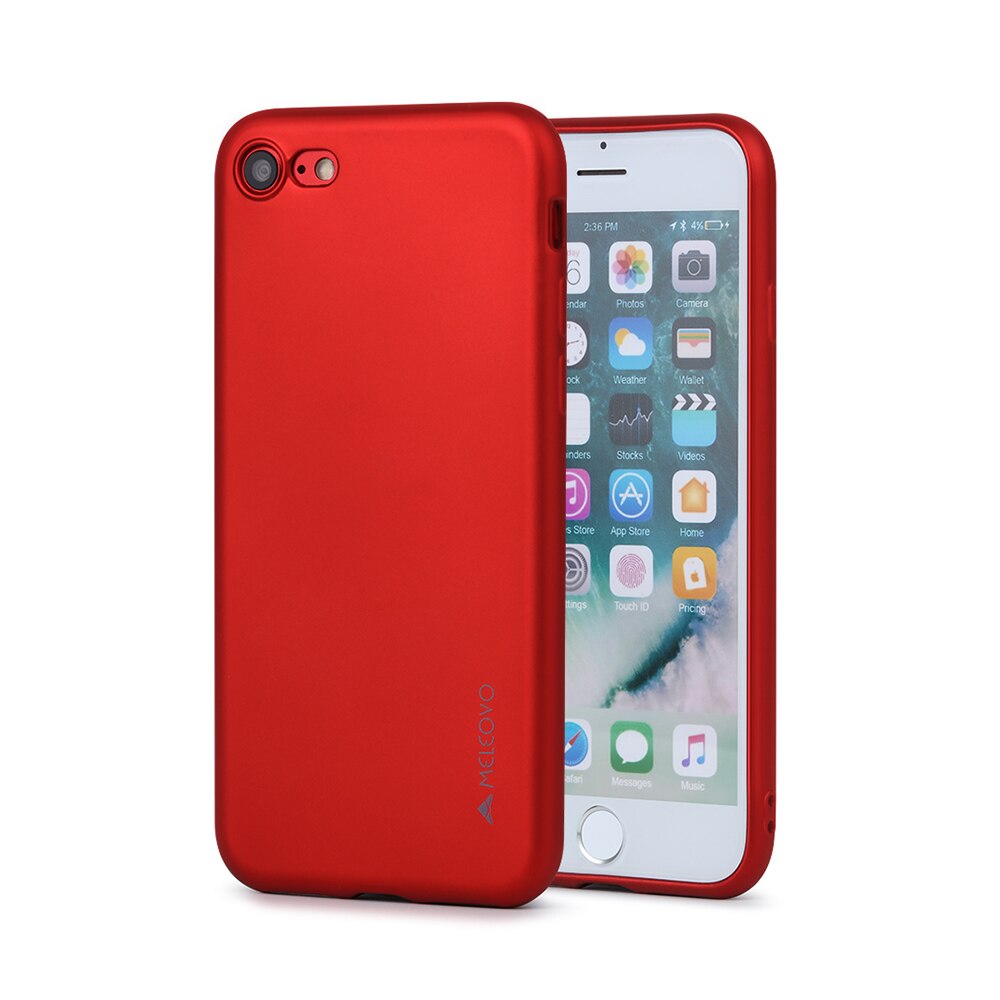 Husa Silicon Meleovo Soft Slim pentru iPhone 8 / 7, Rosu
