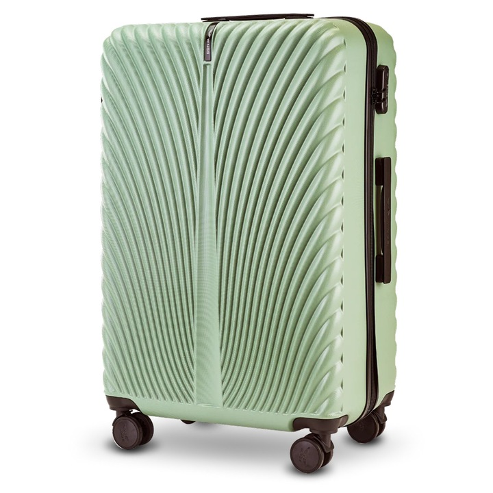Куфар SWAN Collection Wings Swan 2.0 SN121-L-A.GREEN, 100% поликарбонат, кодово заключване, двойни колела на 360°, телескопична дръжка, 97 L, зелен, 76 x 48 x 30 cm