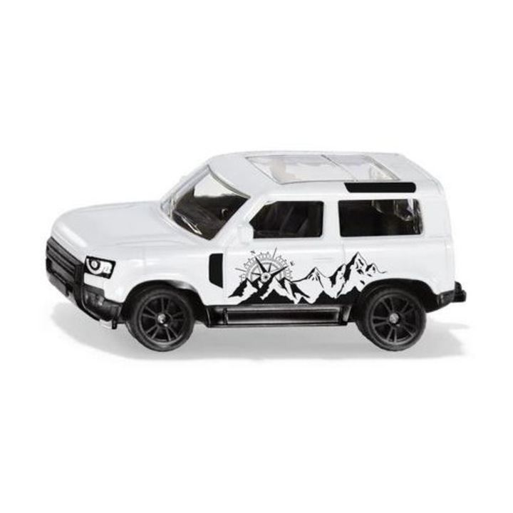 Siku Land Rover Defender 90 S1120 autómodell, hegyi dekoráció, fehér/fekete