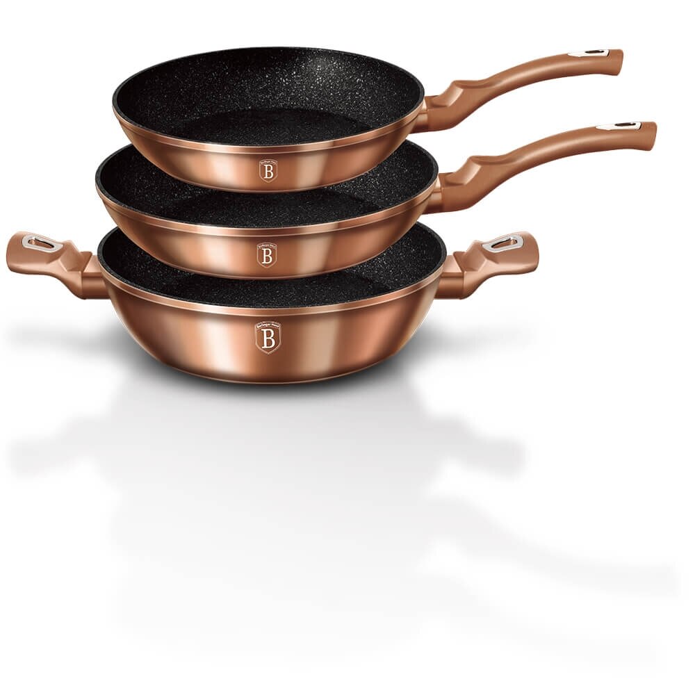 Set tigai marmorate (3 piese) din aluminiu forjat Rose Gold (Cupru) Metalic Line Berlinger Haus BH 1280N