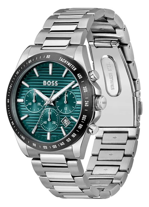 Мъжки часовник Hugo Boss Strike 1514241, Сребрист / Зелен