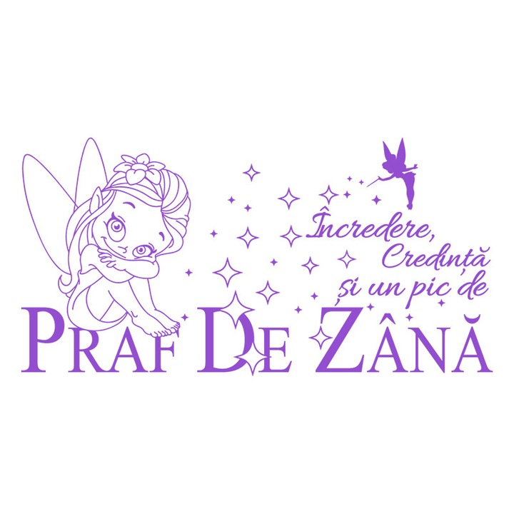 Sticker Decorativ - SMAER - Zana Protectoare - 60cm x 30cm - Violet