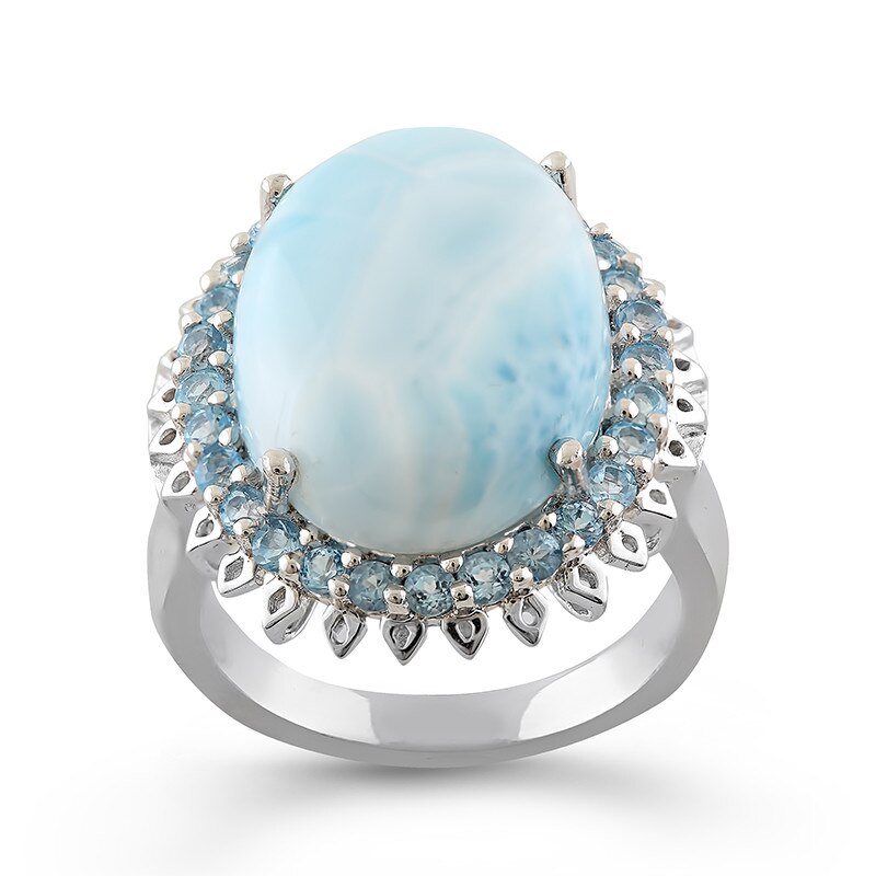 Inel Fantazzia Argint 925 Larimar, Topaz Albastru, 53 R10647LARIMARSBT