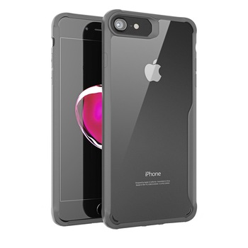 Husa de protectie Hybrid Antisoc pentru iPhone 8/iPhone 7, carcasa spate PC cu cadru TPU dur, Gri Husa de protectie Hybrid Antisoc pentru iPhone 8/iPhone 7, carcasa spate PC cu cadru TPU dur, Gri