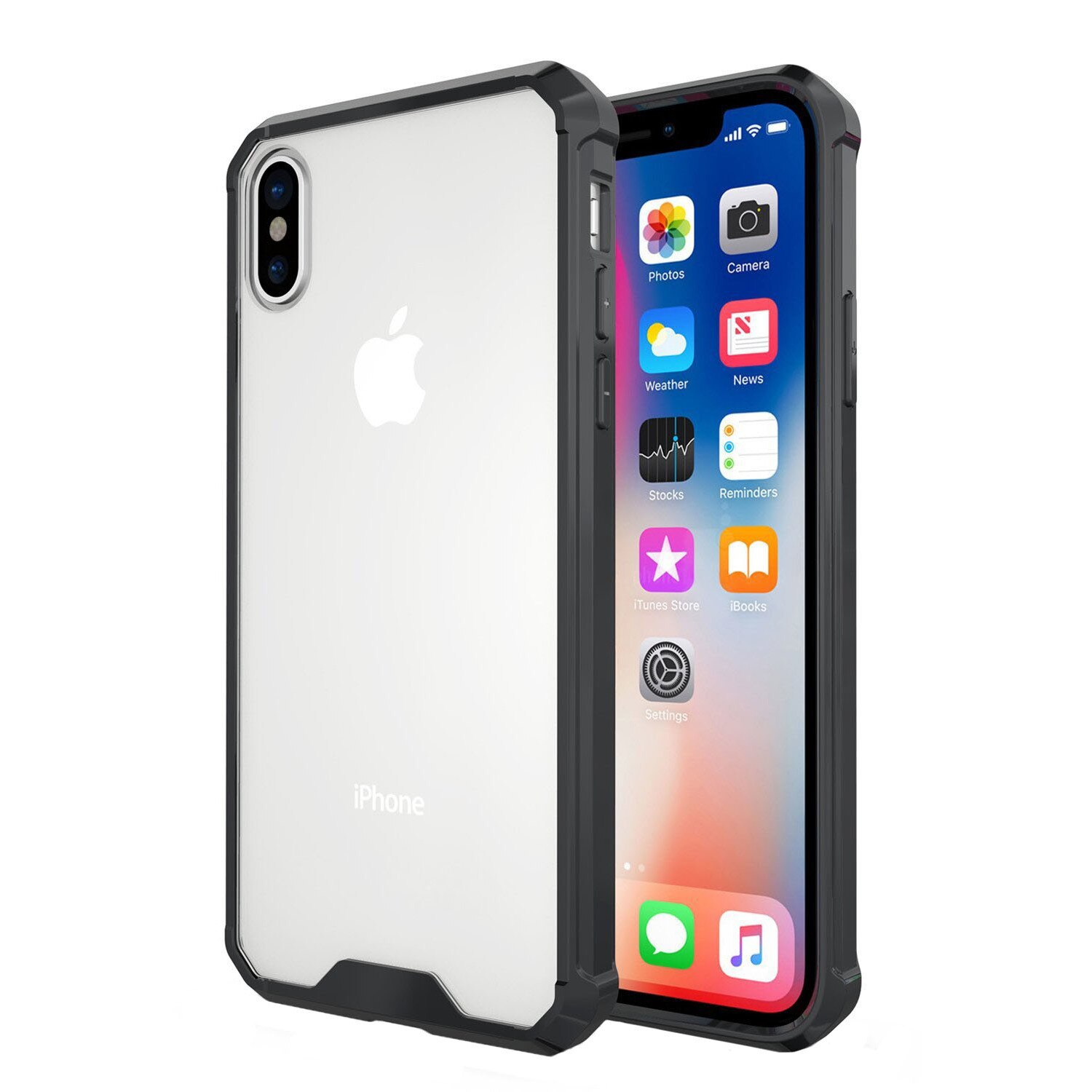 Husa iPhone XR, Hybrid Antisoc, carcasa spate PC transparenta cu cadru, Negru