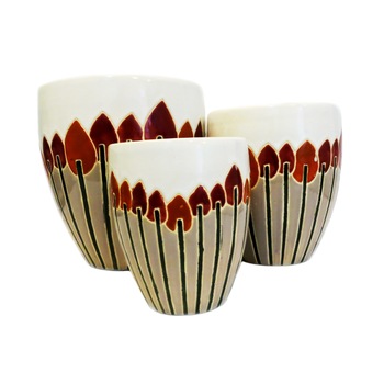 Set 3 ghivece decorative Veranda Concept, VC0205, culoare alb/grej, dimensiuni D 29x22x18, H 30x25x20 Set 3 ghivece decorative Veranda Concept, VC0205, culoare alb/grej, dimensiuni D 29x22x18, H 30x25x20