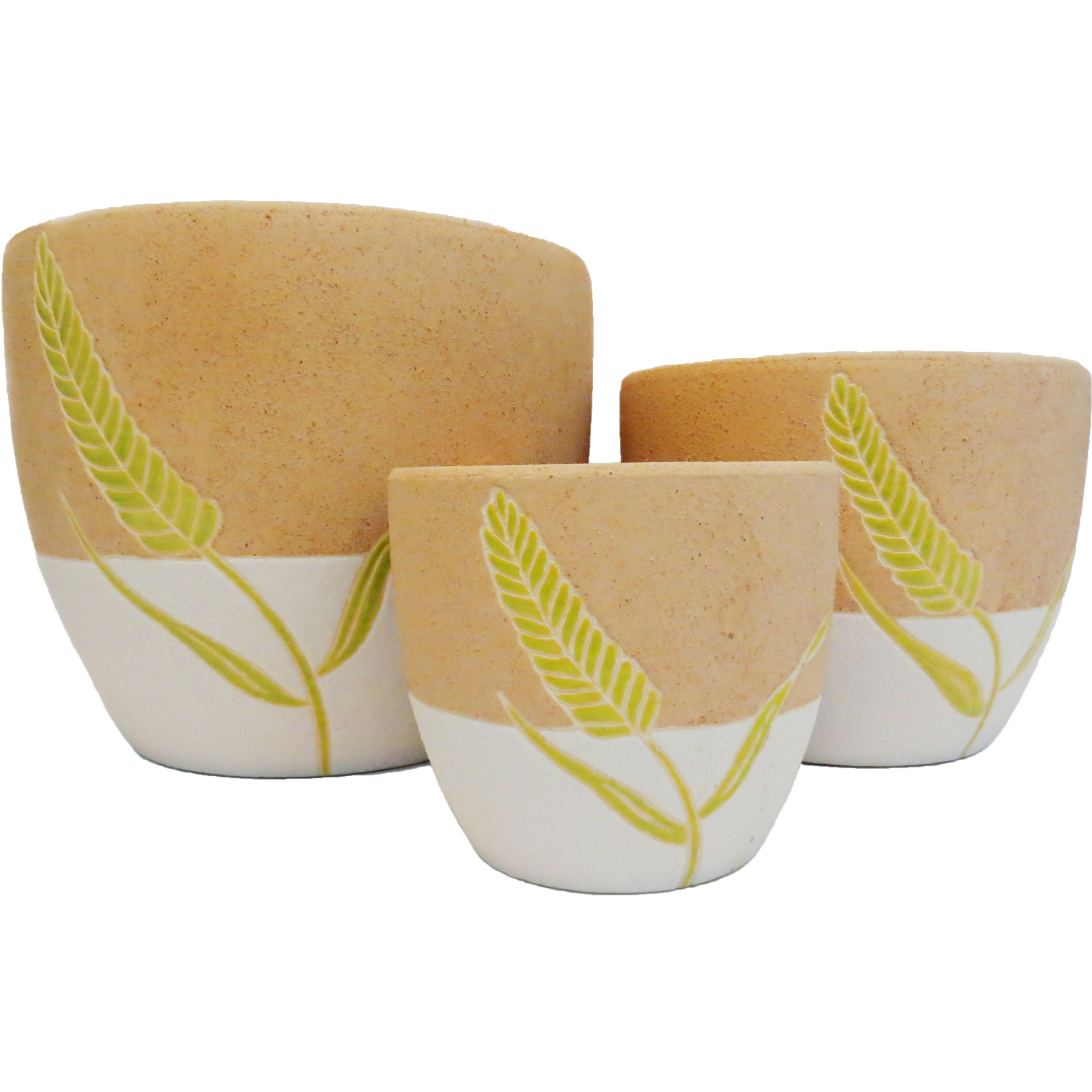 Set 3 ghivece decorative Veranda Concept, VC0116, culoare alb/piersica, dimensiuni D 29x21x15, H 24x18x14