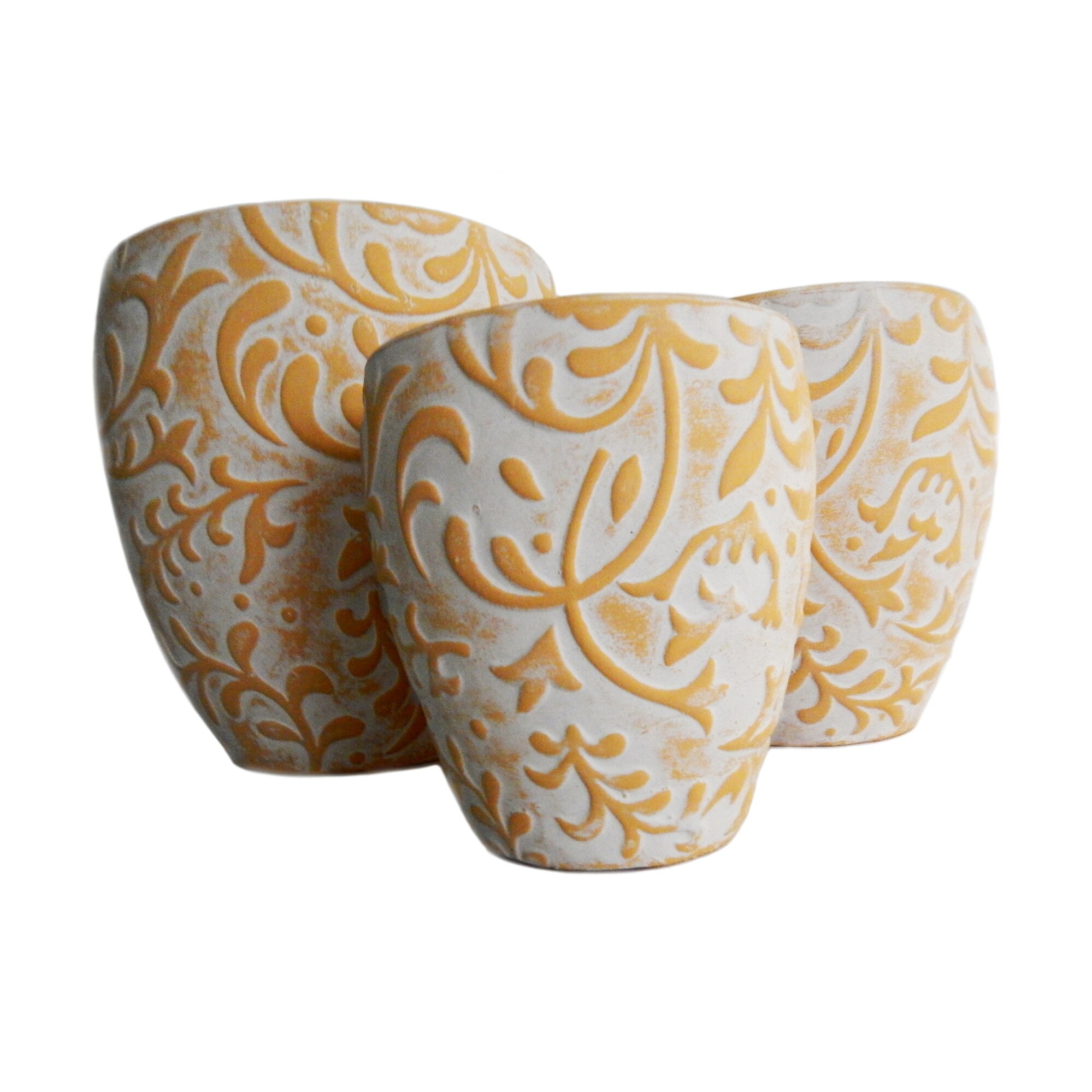 Set 3 ghivece decorative Veranda Concept, VC0204, culoare bej/teracota, dimensiuni D 29x22x18, H 30x25x20