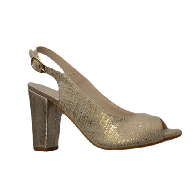 Sandale clasice cu toc gros, D&J Exclusive, Auriu