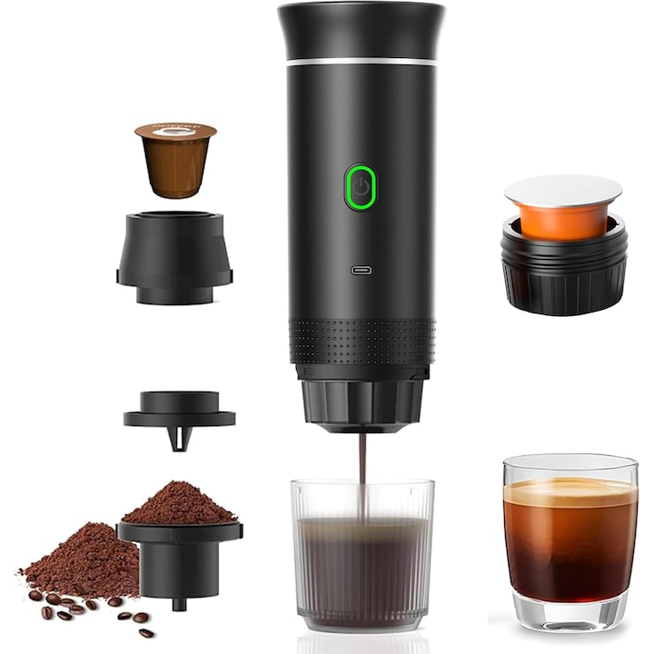 Espressor COOK-IT Inox, 20 Bar, 1,3L, Pompa italiana, Sistem de spumare lapte, Cani calde, Filtru single si dublu shot, Barista