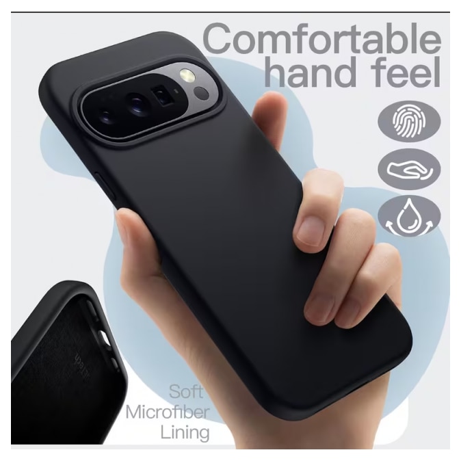 Husa Upzz® No Logo Compatibila Cu Google Pixel 11 PRO, Protectie La Camere, Alcantara La Interior, Negru