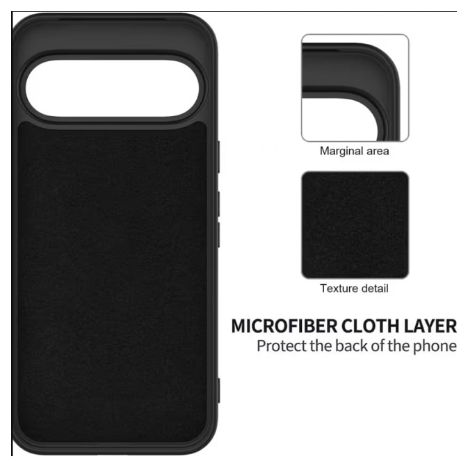 Husa Upzz® No Logo Compatibila Cu Google Pixel 11 PRO, Protectie La Camere, Alcantara La Interior, Negru