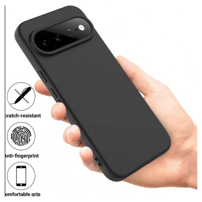 Husa Upzz® No Logo Compatibila Cu Google Pixel 11 PRO, Protectie La Camere, Alcantara La Interior, Negru