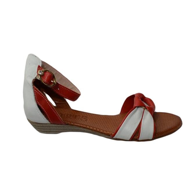 Sandale cu talpa joasa, D&J Exclusive, Alb/Rosu