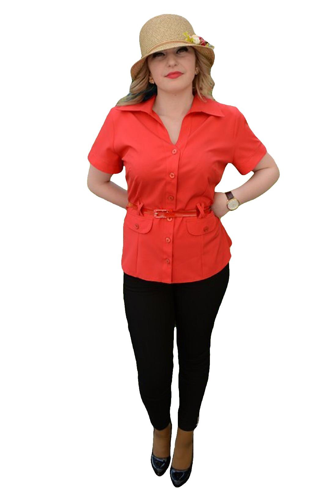 Camasa fina cu cordon, D&J Exclusive, Rosu