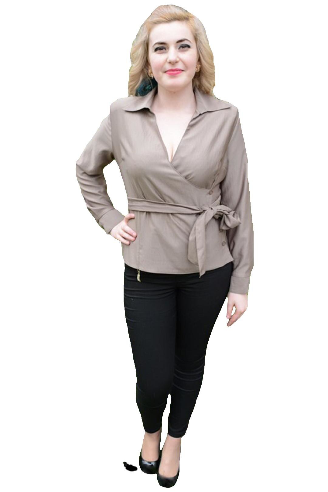 Camasa fina cu cordon, D&J Exclusive, Kaki