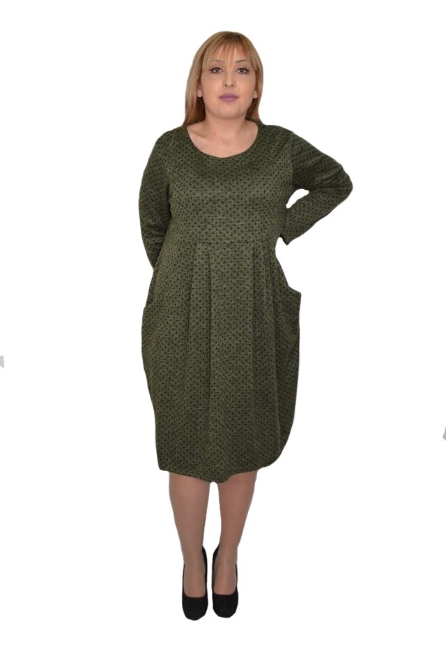 Rochie casual Andreea imprimeu cu buline, D&J Exclusive, Albastru