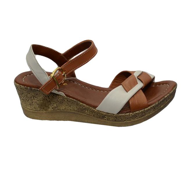 Sandale de vara cu talpa plina , D&J Exclusive, Maro/Alb