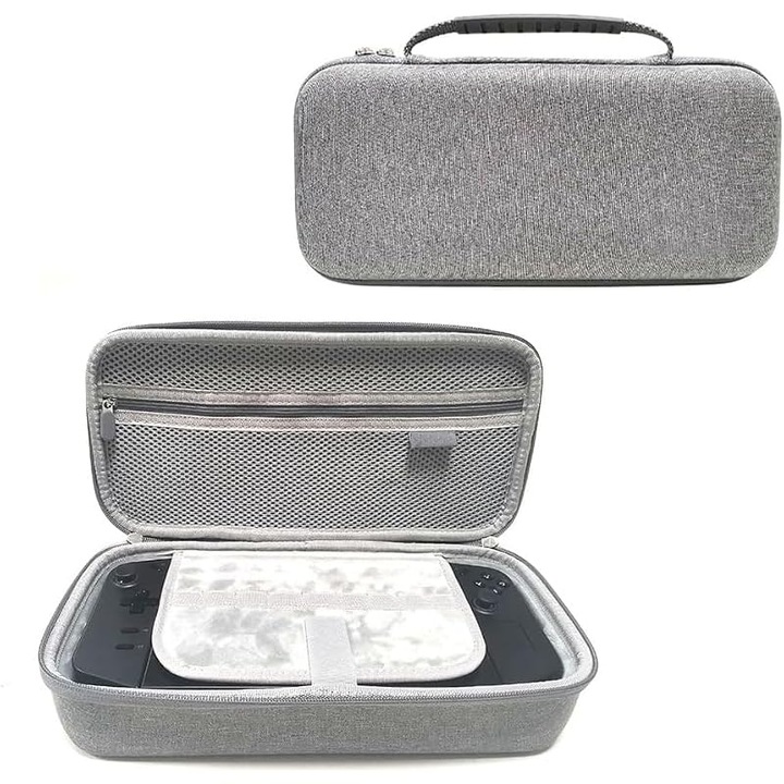 Husa de transport pentru Legion Go K0582-CJ-260824-381, carcasa tare EVA rezistenta la soc cu buzunar mesh interior si maner, gri