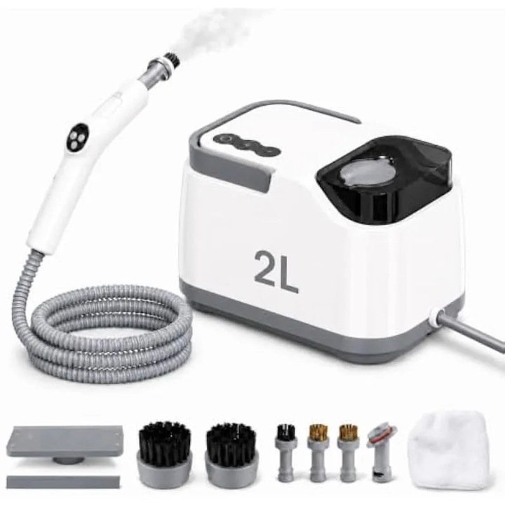 Aparat de curățat cu abur, 1500 W, rezervor 2 l, furtun 1, 7 m, 3 niveluri de abur, pentru acasă și mașină