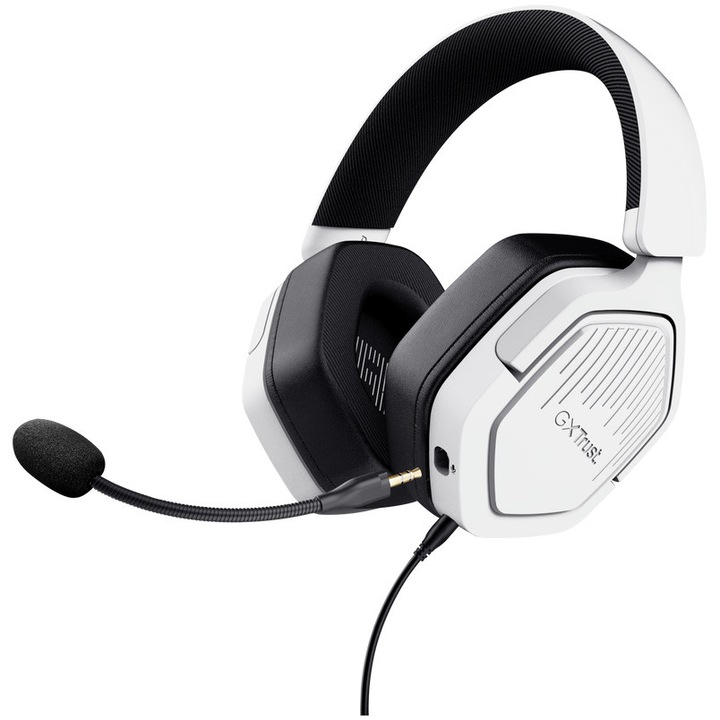 Слушалки Gaming Over-ear с кабел Trust GXT 1492W Ravox, Съвместими с PC, PS5, PS4, Xbox Series X|S, Switch, Switch 2, Микрофон, Бял