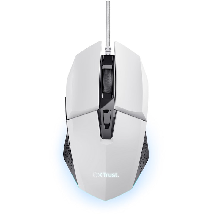 Мишка с кабел Gaming Trust GXT 109PS Felox, 6 програмируеми бутона, Многоцветно LED осветление, 200-6400 DPI, 1,5 м USB кабел, RGB мишка, Съвместима с PS, Бял