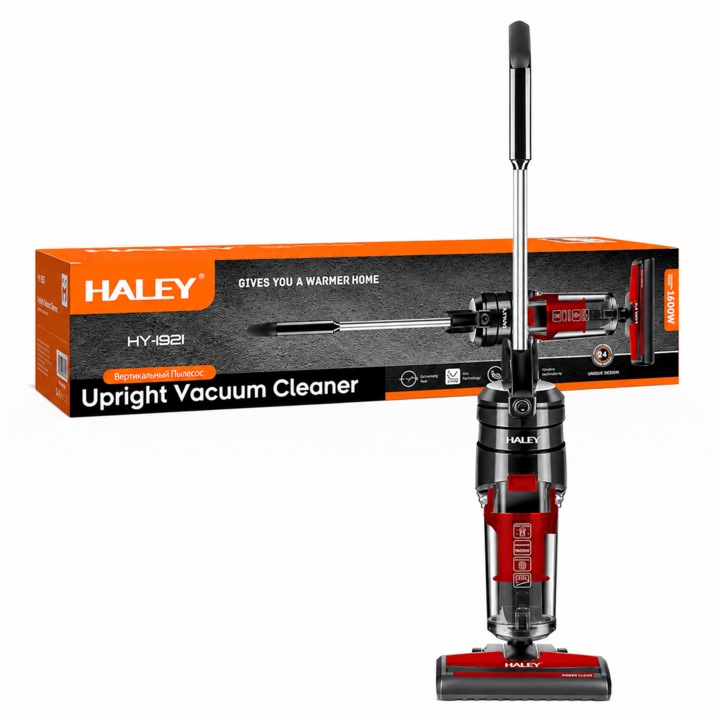 Aspirator Vertical Fara Sac HALEY HY-1921, 1500W, Tehnologie Cyclone, Filtru HEPA, Recipient 2L, Cablu 3, 8 m