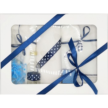 Trusou botez Dany Kids Fashion, 7 piese, bentita bleumarin Trusou botez Dany Kids Fashion, 7 piese, bentita bleumarin