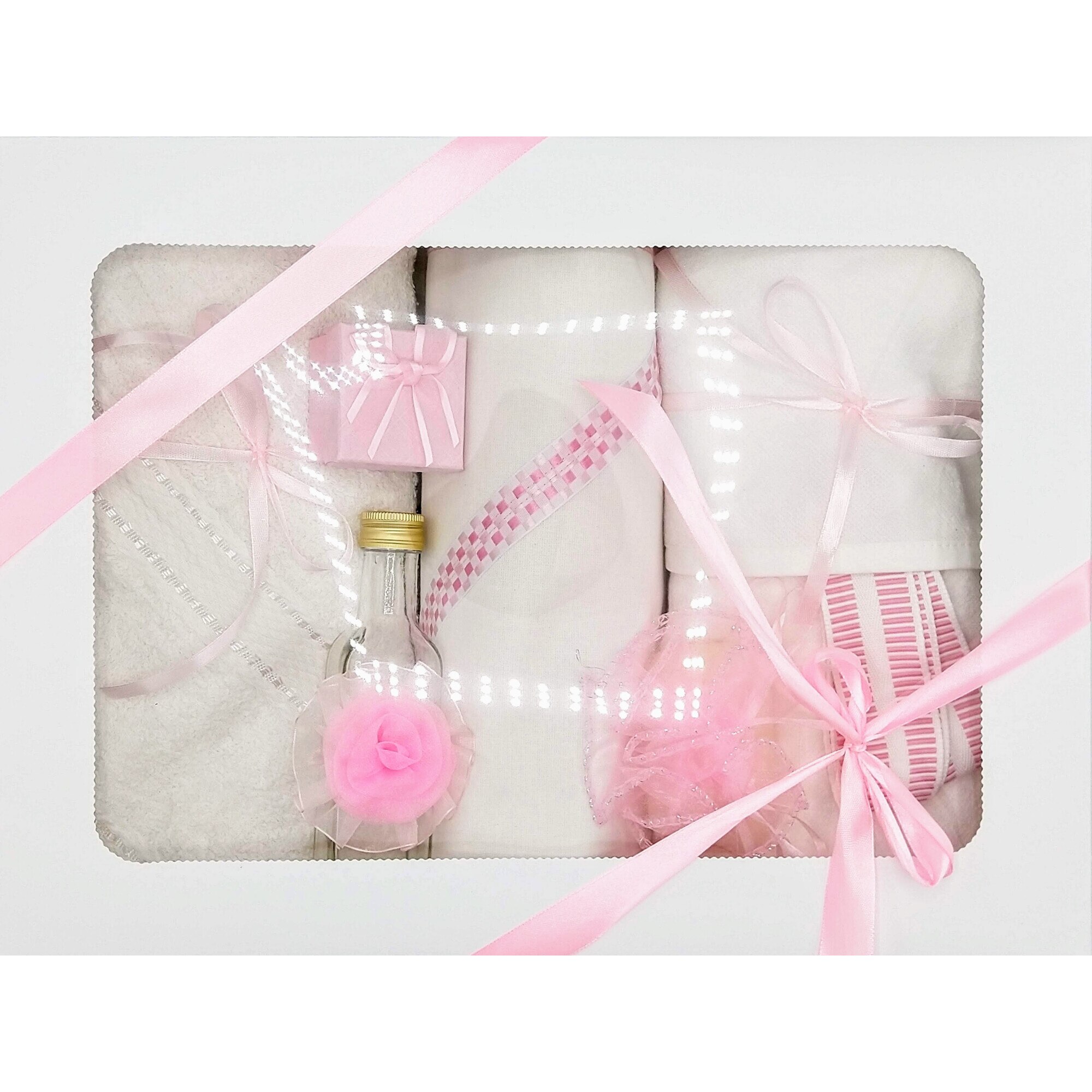 Trusou botez, 7 piese, culoare roz