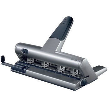 Perforator metalic Leitz 5114 pentru 4 perforatii, gri, distante reglabile Perforator metalic Leitz 5114 pentru 4 perforatii, gri, distante reglabile