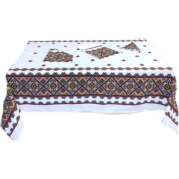 Fata de masa din bumbac 100% 12 persoane + 12 stergare - FM121+ Fata de masa din bumbac 100% 12 persoane + 12 stergare - FM121+