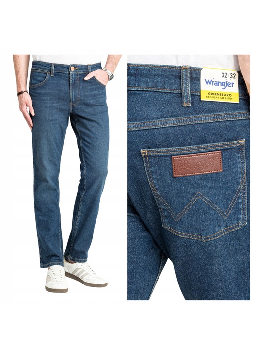 Farmernadrág, Wrangler, Greensboro, Regular Fit szabás, Egyenes fazon, Záródás Gomb, Zsebek száma 5, Kék 15107, Kék