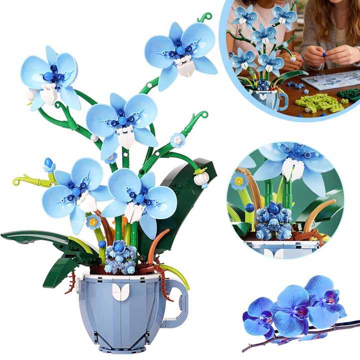 Set De Constructie DIY Cu Orhidee In Ghiveci, Idei De Jucarii Cu Flori, Jucarie De Asamblat, Pentru Decorarea Casei Si A Biroului, Cadouri De Craciun, Ziua Mamei, Ziua Indragostitilor