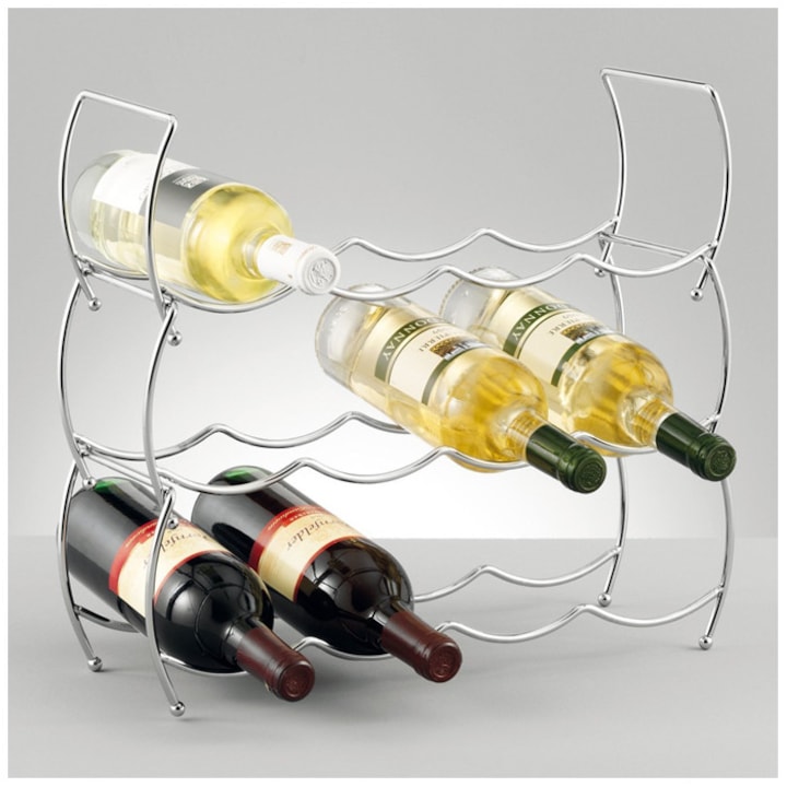 Suport pentru 12 sticle de vin, otel cromat, 42x14x42 cm