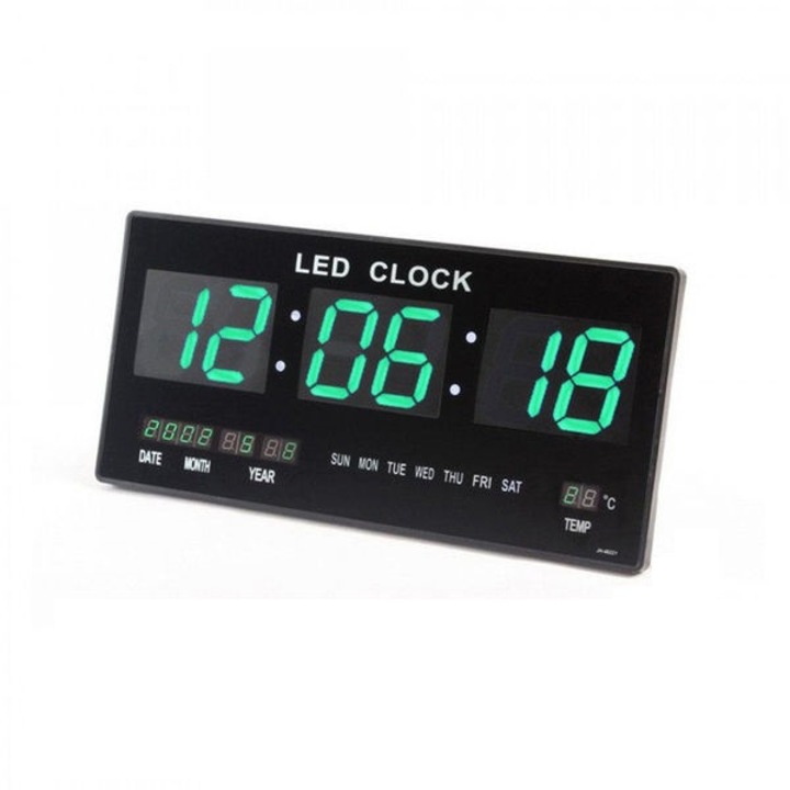 Електронен часовник, Стенен, Термометър, 46x22 см, Зелен