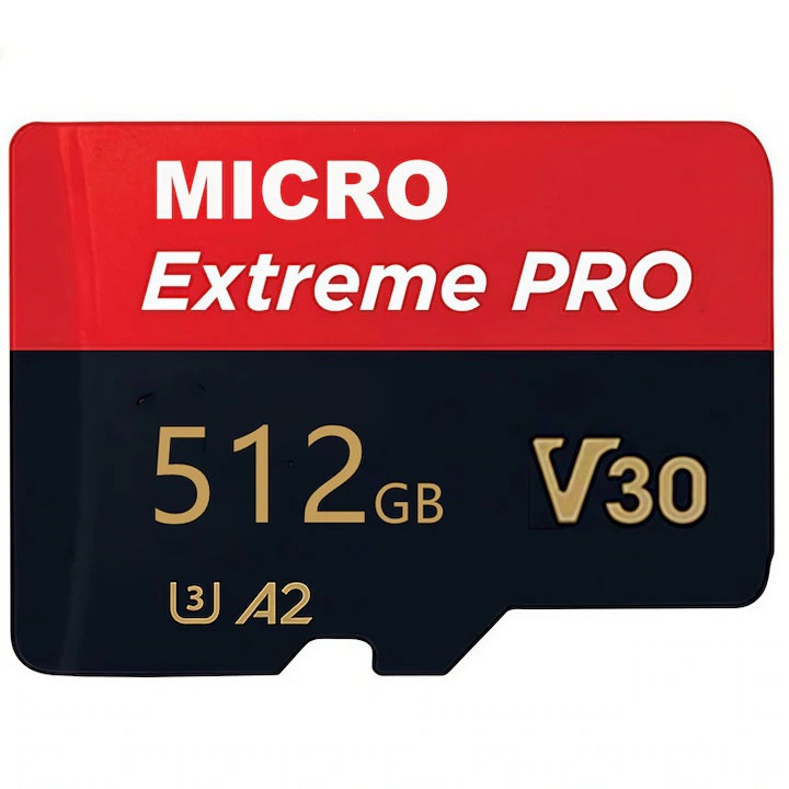 Card microSDXC 512GB Micro Extreme PRO K0276-20260825-051, UHS-I U3 A2 V30, rosu/negru, cu adaptor