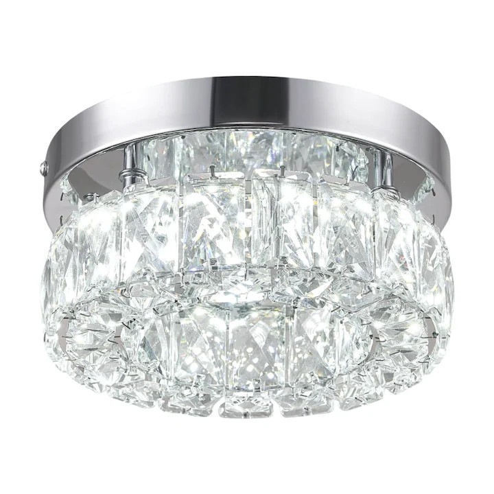 Plafonier LED cu cristal K9 k0446-260825-212, 16W, 6000K, crom, 10x20 cm
