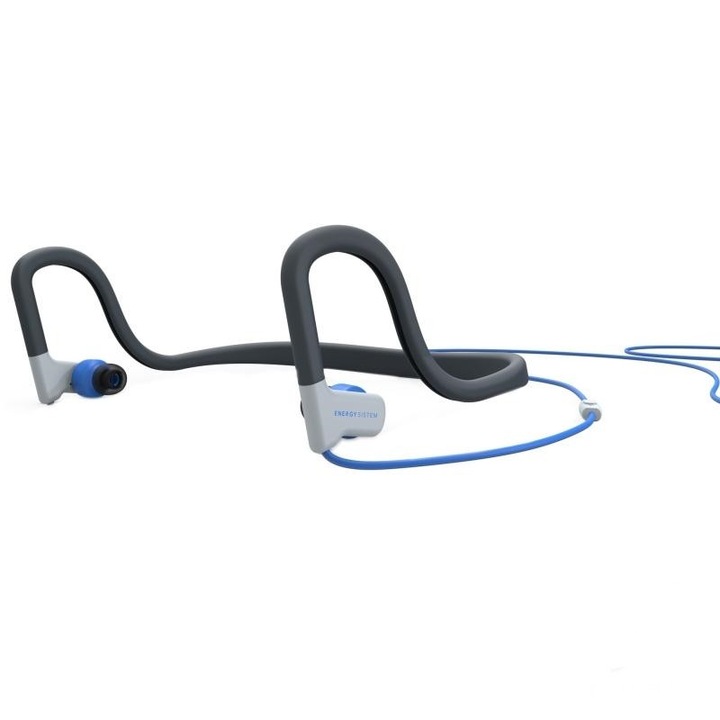Casti audio in ear Energy Sistem SPORT 2, buton pe fir, microfon, Albastru/Negru