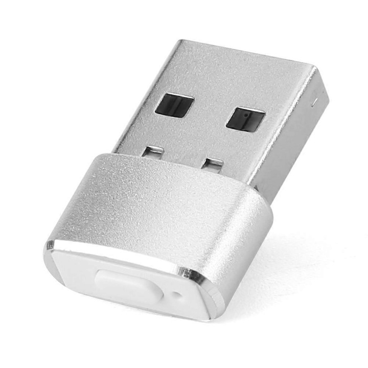 USB egér jiggler E41-A176-E11761-CJ eszköz, automatikus, 3 mód, ON/OFF gomb, plug-and-play, észlelhetetlen, ezüst