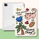 Husa tip flip pentru iPad Air 4 (10.9") PRE-CJk0515-26-0825-543, tri-fold cu buzunar pentru creion, spate transparent, imprimeu pisica, multicolor