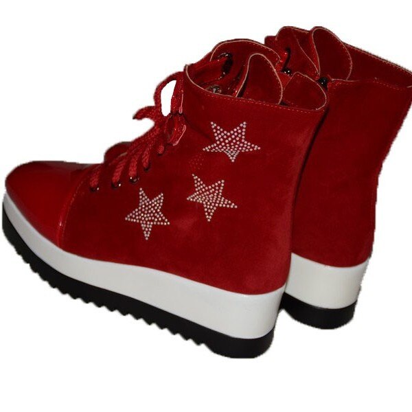 Pantofi cu platforma inalta, model tineresc, D&J Exclusive, Marsala