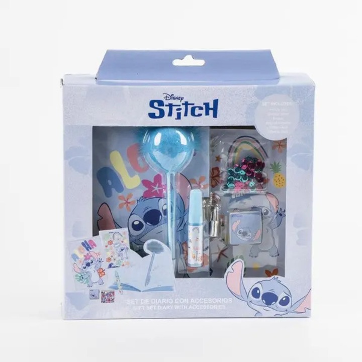 Set jurnal cu accesorii Stitch, albastru, 23,5 x 25 x 5,5 cm
