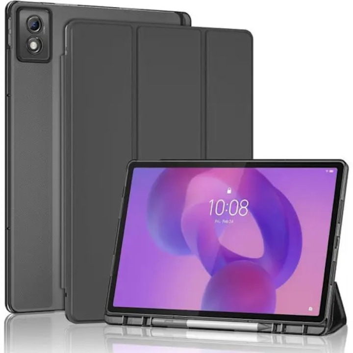 Husa pentru tableta Lenovo Tab Pro 2025 12.7" PRE-CJk0515-26-0825-2992, carcasa rigida ultrausoara cu inchidere magnetica si suport pentru stilou, gri inchis