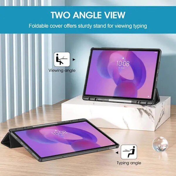 Husa pentru tableta Lenovo Tab Pro 2025 12.7" PRE-CJk0515-26-0825-2992, carcasa rigida ultrausoara cu inchidere magnetica si suport pentru stilou, gri inchis