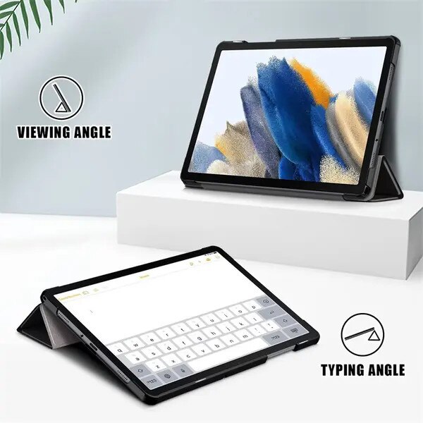 Husa tri-fold din piele PU pentru tableta, PRE-CJk0515-26-0825-2579, compatibila cu Samsung Galaxy Tab A 8.0 (2019) cu S Pen P200, suport multi-unghi, protectie in 3 straturi, negru