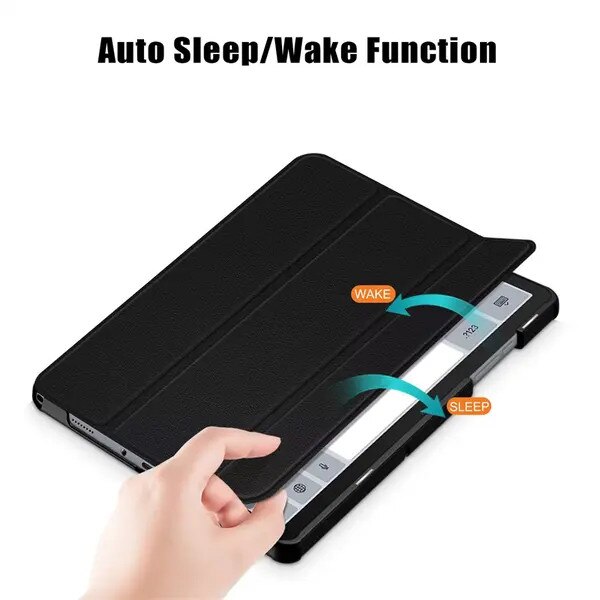 Husa tri-fold din piele PU pentru tableta, PRE-CJk0515-26-0825-2579, compatibila cu Samsung Galaxy Tab A 8.0 (2019) cu S Pen P200, suport multi-unghi, protectie in 3 straturi, negru